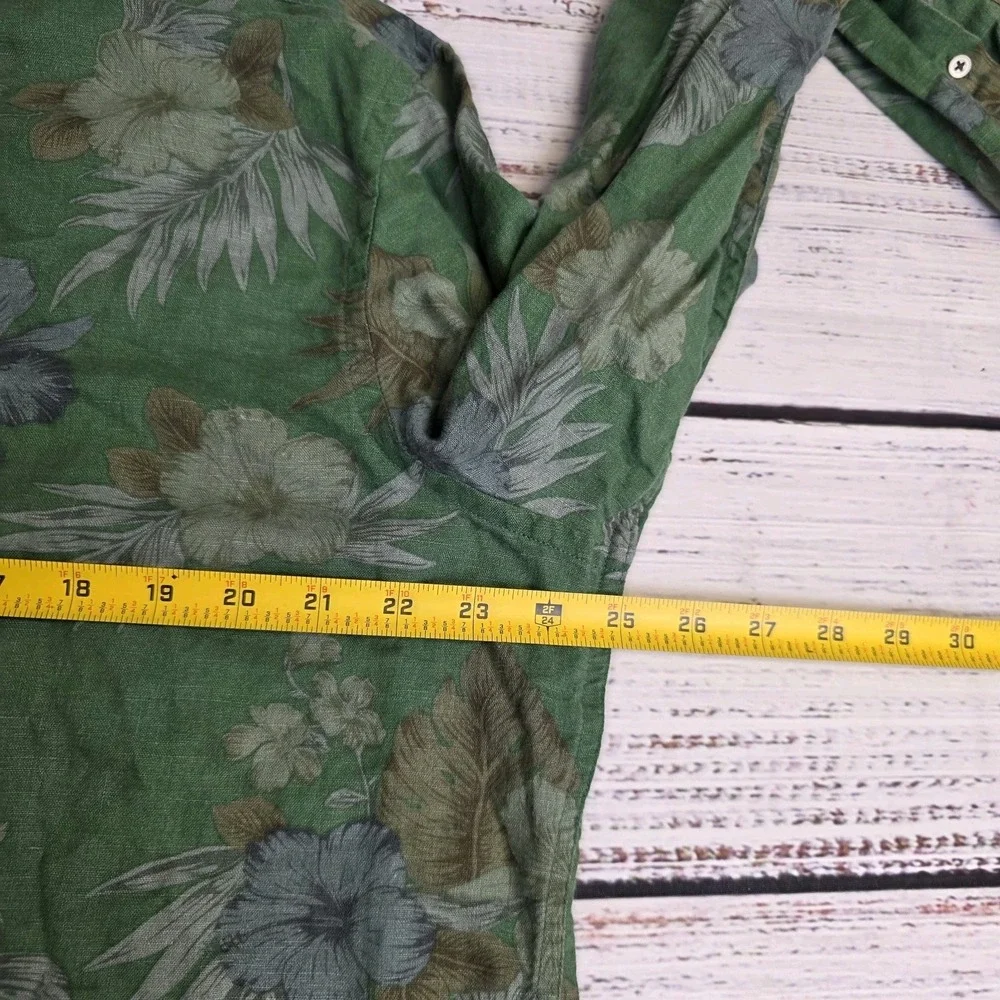 Banana Republic Slim Fit Floral Linen Cotton Button Down Long‎ Sleeve Shirt XL